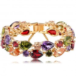 Premium Quality Yellow Gold plated multicolor CZ diamonds bracelet (Mona lisa Style)